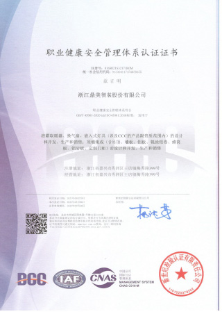 職業(yè)健康安全管理(lǐ)體(tǐ)系認證證書(shū)